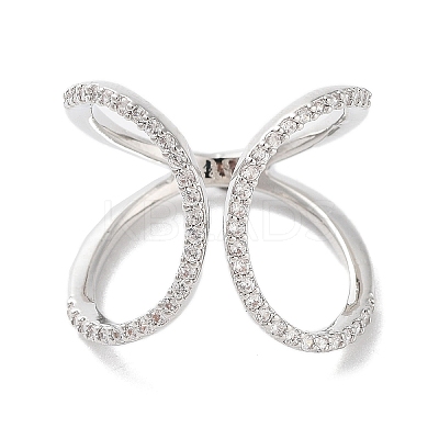 Rack Plating Brass Micro Pave Cubic Zirconia Adjustable Rings RJEW-D025-16P-1