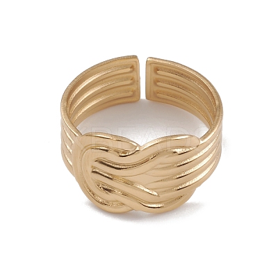 Ion Plating(IP) 304 Stainless Steel Knot Open Cuff Rings for Women RJEW-G285-16G-1