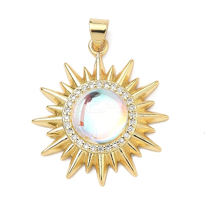 Brass Micro Pave Cubic Zirconia Pendants KK-P345-11G-1
