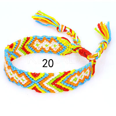 Cotton Braided Rhombus Pattern Cord Bracelet FIND-PW0013-003A-20-1