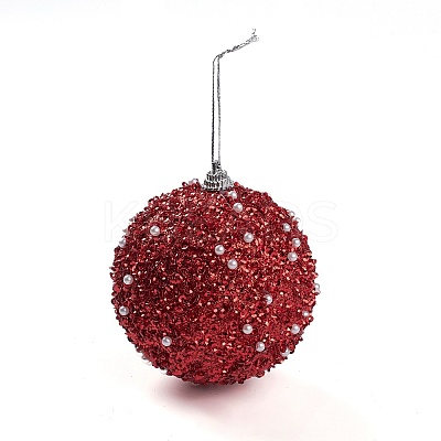 Christmas Ball Foam & Plastic Imitation Pearl Pendant Decoration FIND-G056-01B-1