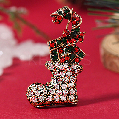 Christmas Theme Zinc Alloy Rhinestone Brooches for Backpack Clothes LK8386-13-1