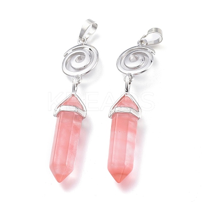 Cherry Quartz Glass Pointed Big Pendants G-D0021-01P-20-1