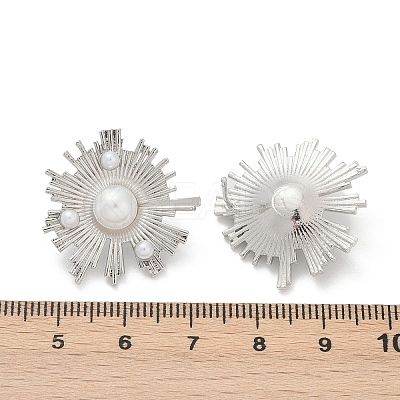 Brass ABS Imitation Pearl Stud Earrings EJEW-M082-06P-1