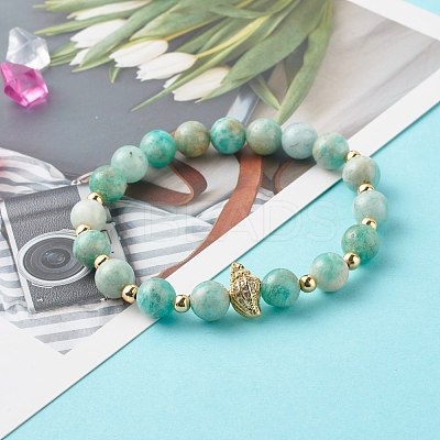 Shell Shape Cubic Zirconia Charm Stretch Bracelets Set for Teen Girl Women X1-BJEW-JB06850-04-1