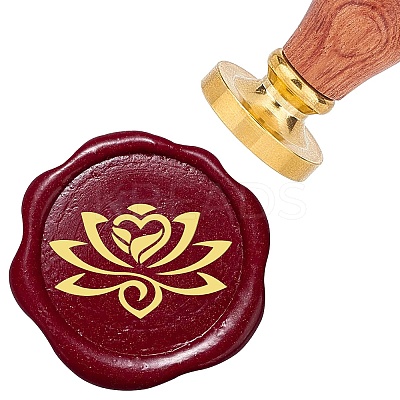 Brass Wax Seal Stamps with Wood Handle AJEW-WH0412-0072-1