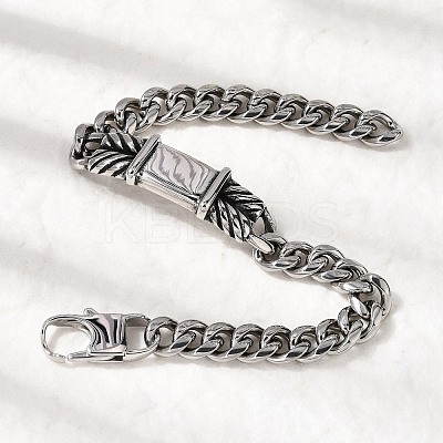 304 Stainless Steel Cuban Link Chains Bracelets BJEW-A092-04P-1