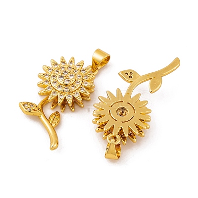 Brass Micro Pave Cubic Zirconia Pendants KK-E108-39G-1