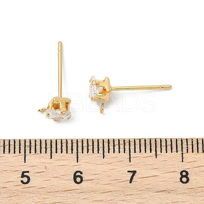SHEGRACE Brass Clear Cubic Zirconia Square Stud Earring Findings XGR0103G-115G-1
