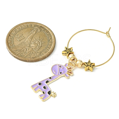 Giraffe Alloy Enamel Pendants Wine Glass Charms Sets AJEW-JO00186-1