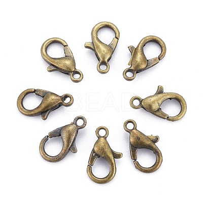 Antique Bronze Tone Zinc Alloy Lobster Claw Clasps X-E103-NFAB-1