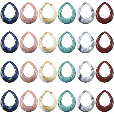 24Pcs 6 Colors Acrylic Big Pendants OACR-FS0002-65-1