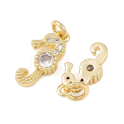 Brass Micro Pave Clear Cubic Zirconia Charms KK-G544-02G-01-1