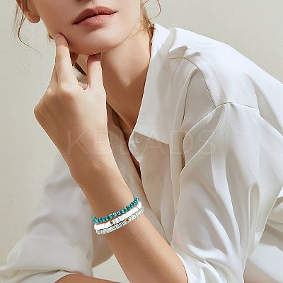7Pcs 7 Style Handmade Polymer Clay Heishi Surfer Stretch Bracelets Set BJEW-SW00073-03-1