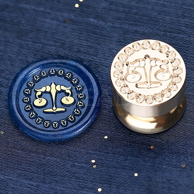 Golden Tone Round Wax Seal Brass Stamp Heads AJEW-S087-02G-11-1
