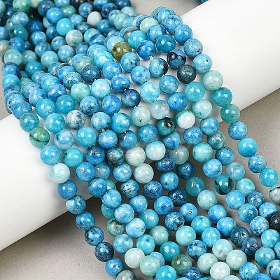 Natural Gemstone Hemimorphite Round Beads Strands G-L145-6mm-01-1