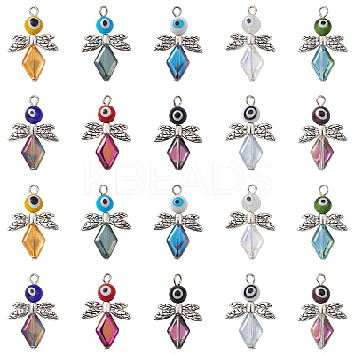 20Pcs 10 Color Evil Eye Lampwork Pendants FIND-CJ0001-69-1