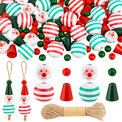 DIY Christmas Snowman Wood Pendant Decoration Making Kit DIY-GA0006-47-1
