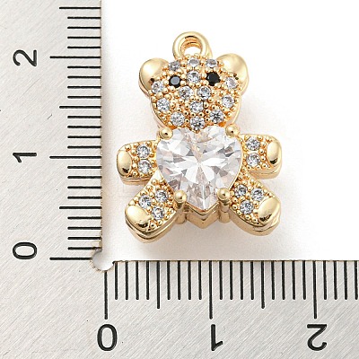 Brass Micro Cubic Zirconia Pendants KK-Q789-34G-1
