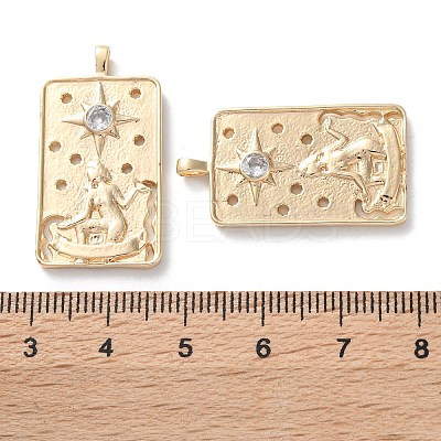 Brass Micro Pave Cubic Zirconia Pendants KK-C079-05G-1