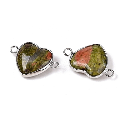 Natural Unakite Love Heart Pendants G-T138-205L-P-1