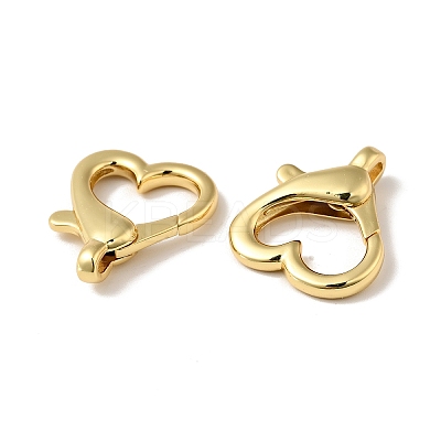 Heart Shape Brass Lobster Claw Clasps KK-J301-25G-1