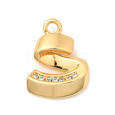 Brass Micro Pave Cubic Zirconia Charms KK-C117-12G-S-1