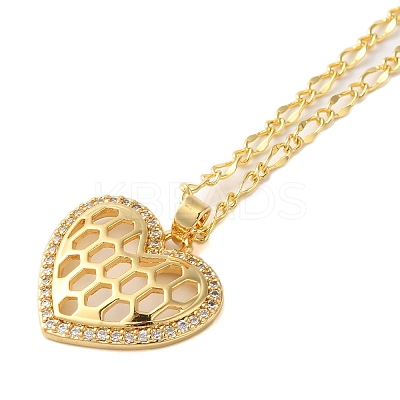 Brass Micro Pave Clear Cubic Zirconia Pendant Necklaces for Women NJEW-S429-05G-01-1