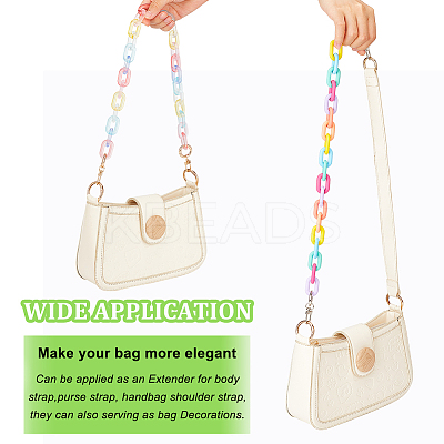 2Pcs 2 Style Spray Painted Rainbow Color Acrylic Chain Bag Handles AJEW-WR0001-68-1
