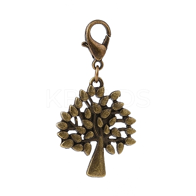 5Pcs 5 Styles Autumn Leaf & Tree Alloy Pendants Decorations Set HJEW-JM00825-1