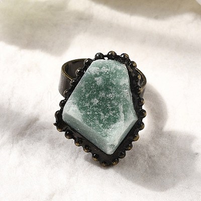 Natural Green Aventurine Irregular Nugget Open Cuff Rings G-A278-03AB-06-1