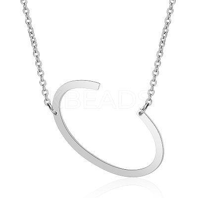 Non-Tarnish 201 Stainless Steel Initial Pendants Necklaces NJEW-S069-JN003D-C-1