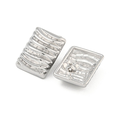 Non-Tarnish Rectangle 304 Stainless Steel Ear Studs EJEW-L290-023P-1