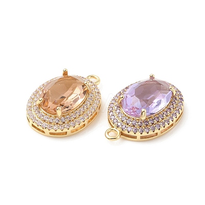 Brass with K9 Glass & Rhinestone Pendants KK-C024-29KCG-1