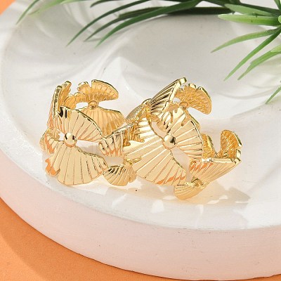 Flower Brass Finger Rings for Women RJEW-B119-09G-1