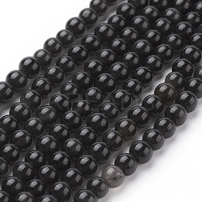 Natural Obsidian Round Beads Strands G-G735-19-4mm-1