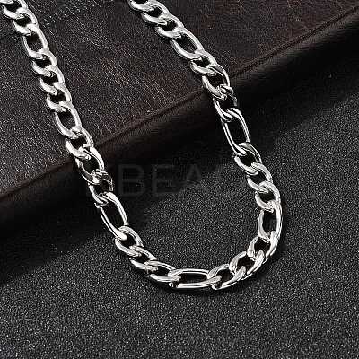 7MM 304 Stainless Steel Figaro Chain Necklaces for Women Men NJEW-B134-04B-P-1