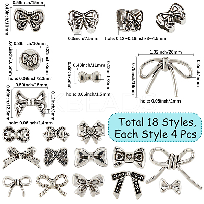 72Pcs 
16 Styles Tibetan Style Alloy Beads TIBEB-SC0001-40B-1