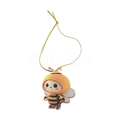 Cute Bees Acrylic Pendant Decoration HJEW-G026-01E-1