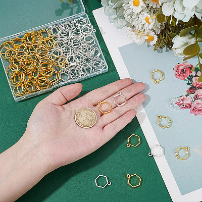 120Pcs 2 Colors Alloy Open Back Bezel Pendants FIND-AR0005-93-1