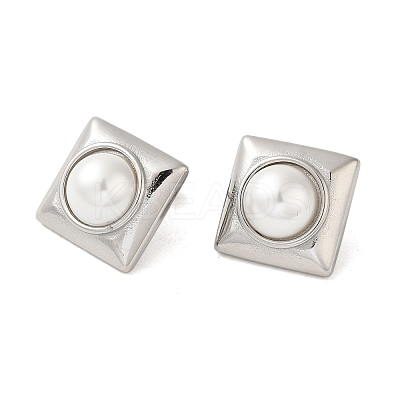Square 304 Stainless Steel Stud Earrings EJEW-U003-36P-1