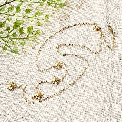 304 Stainless Steel Star Pendant Y Necklaces for Women LS-NJEW-Q026-01G-1