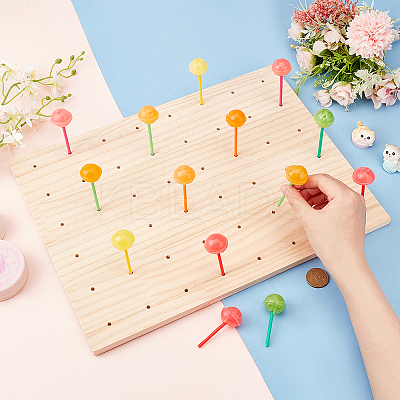 Rectangle Natural Wood Lollipop Display Stands ODIS-WH0030-54A-1