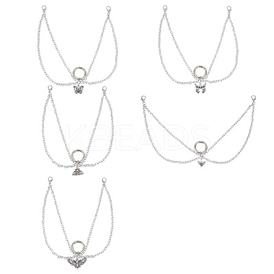 10Pcs 5 Style Butterfly with Skull Tibetan Style Alloy Boot Strap Chains FIND-AB00059-1
