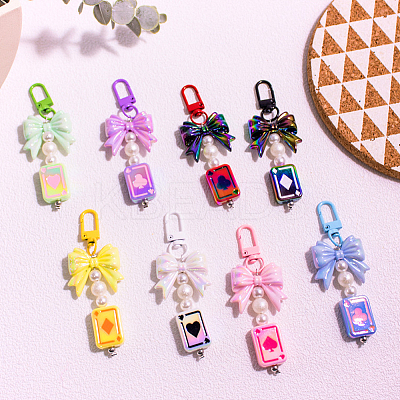24Pcs 3 Colors UV Plating Rainbow Iridescent Acrylic Enamel Beads SACR-PA0001-02A-1