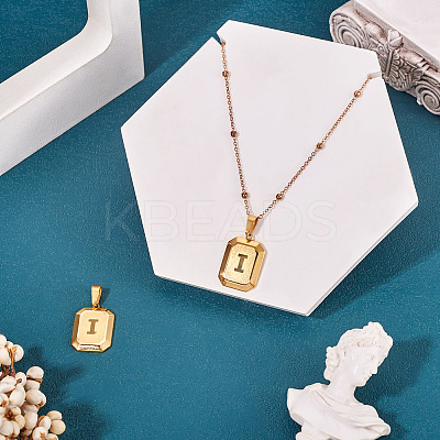 1Pc Stainless Steel Rectangle with Letter Pendants NJEW-TA0001-22I-1