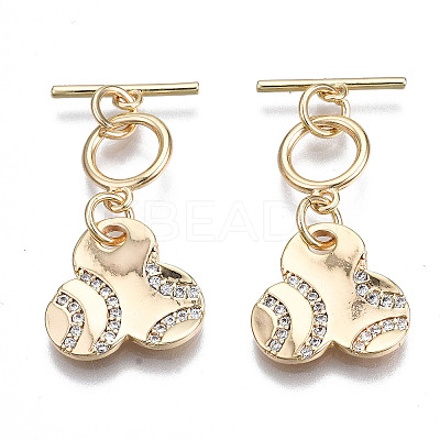 Brass Micro Pave Clear Cubic Zirconia Toggle Clasps KK-S356-309-NF-1