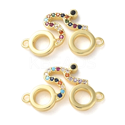 Rack Plating Brass Colorful Cubic Zirconia Bicycle Connector Charms KK-C084-17G-1