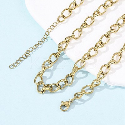 6MM 304 Stainless Steel Cuban Link Chain Necklaces for Women NJEW-B145-01G-1