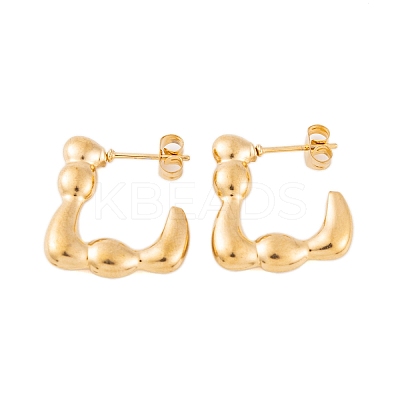 Ion Plating(IP) 304 Stainless Steel Half Hoop Stud Earrings for Women EJEW-P279-02G-1